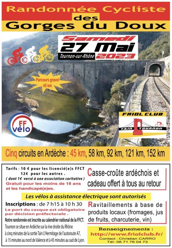 Affiche de la randonne e cycliste des gorges du doux 2023