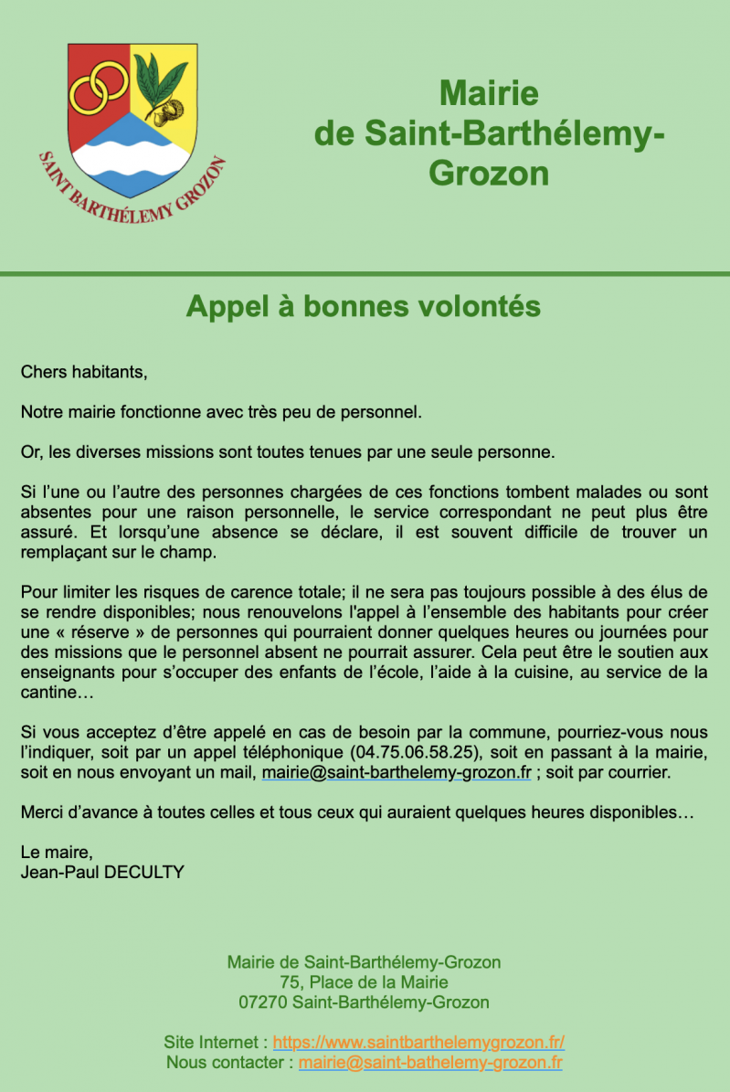 Appel a bonnes volonte s 13 mar 23