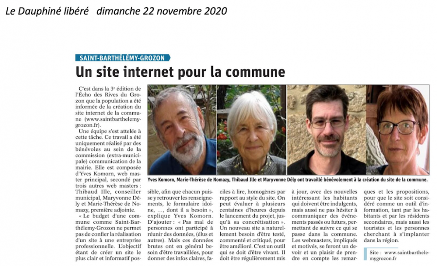 Article du dauphine sur l apparition du site web