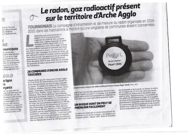 Article hebdo arde che sur radon 19 nov 20