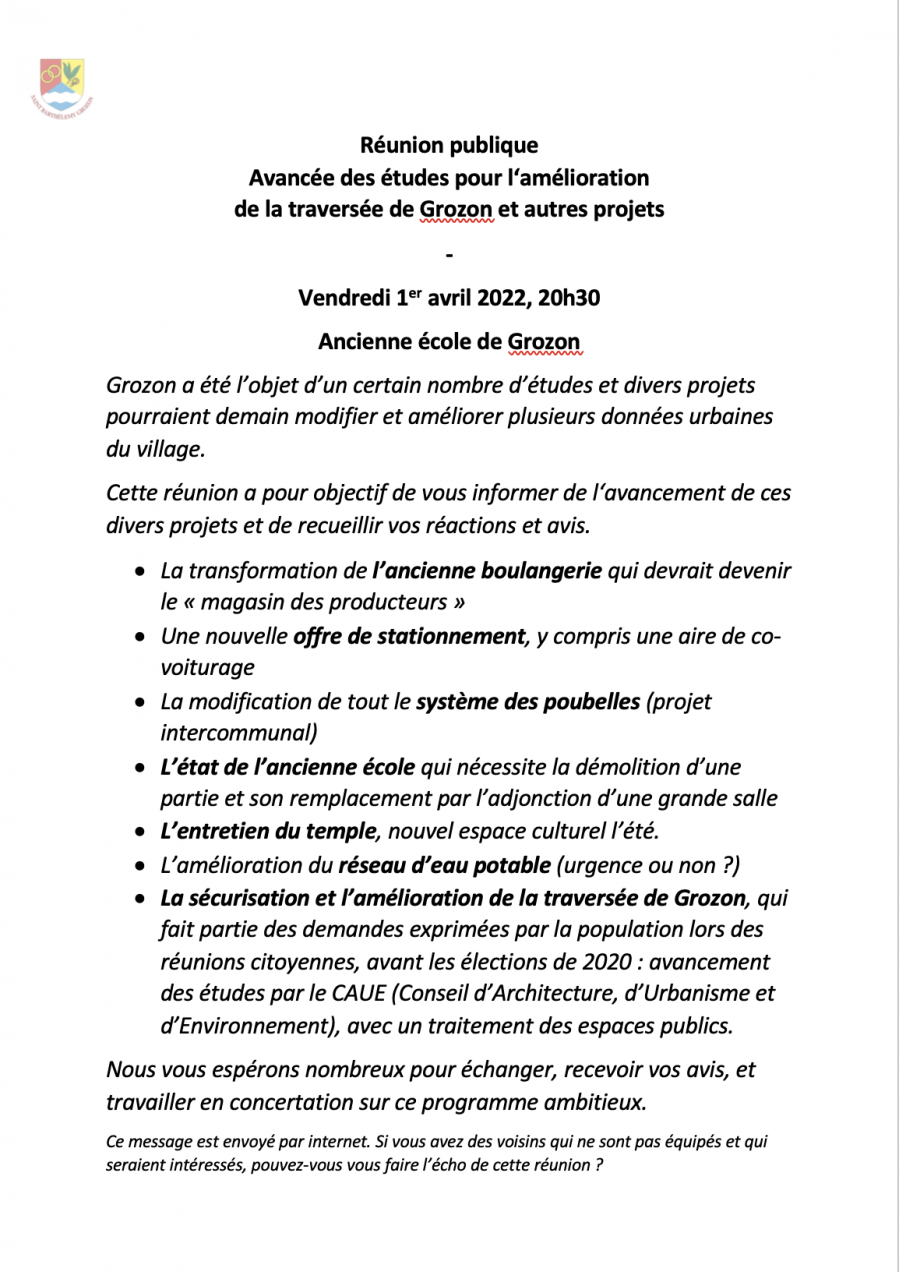 Grozon re union publique ordre du jour 01 avr 22