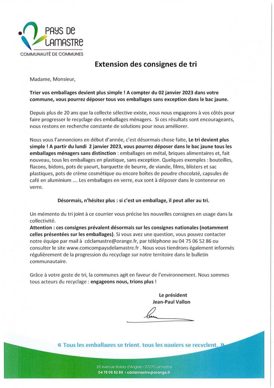 Lettre tri de chets jp vallon p1 21 dec 22