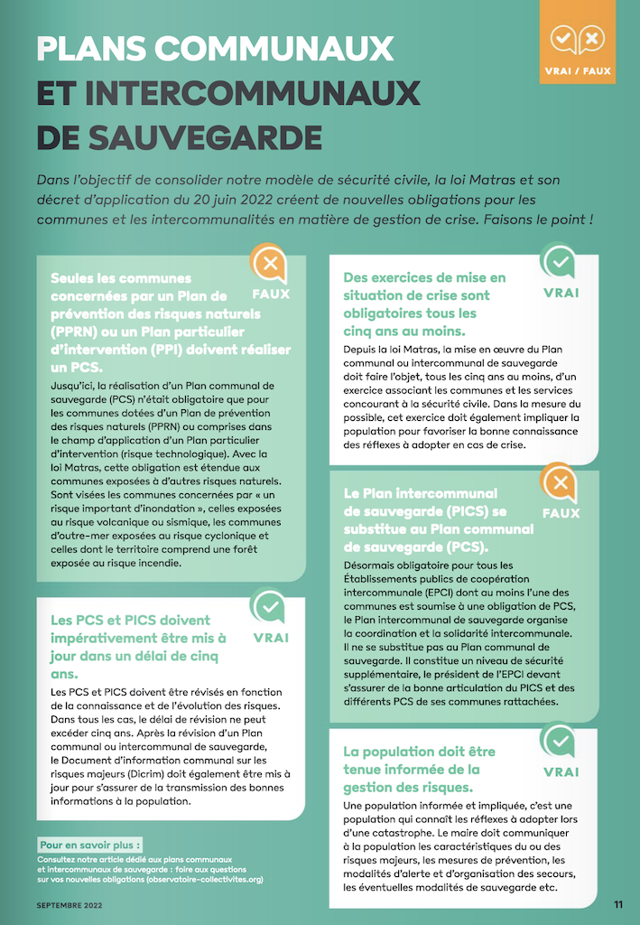 Plan communal de sauvegarde quelques questions