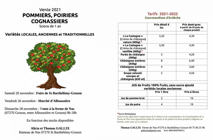 Vente de fruitiers gallix 28 oct 21